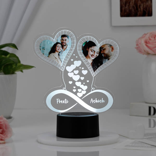 Personalized Hearts And Balloons LED Lamp