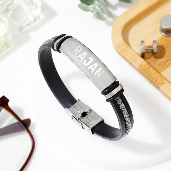 Personalized Jazzy Black Silicone Bracelet For Men