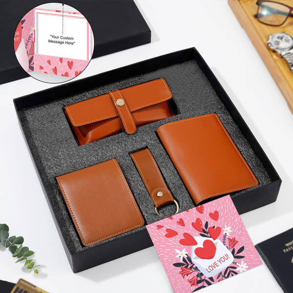 Personalized Leather Wallet Set For Valentine's Day