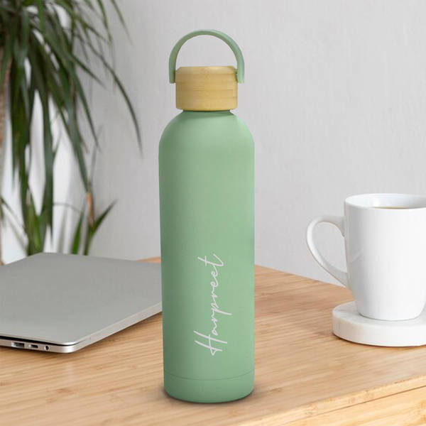 Personalized Light Green Vacuum Insulated Water Bottle