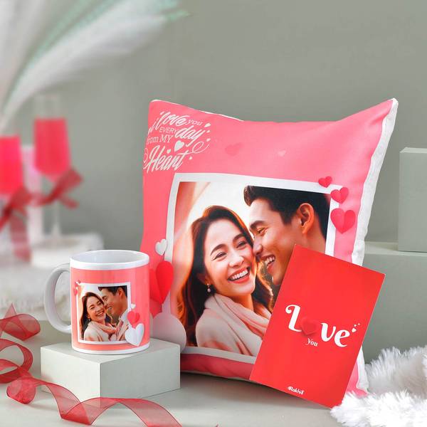 Personalized Love Cushion And Mug Valentine's Day Combo