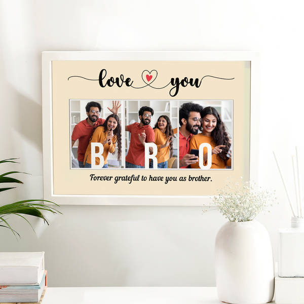 Personalized Love You Bro MDF Photo Frame