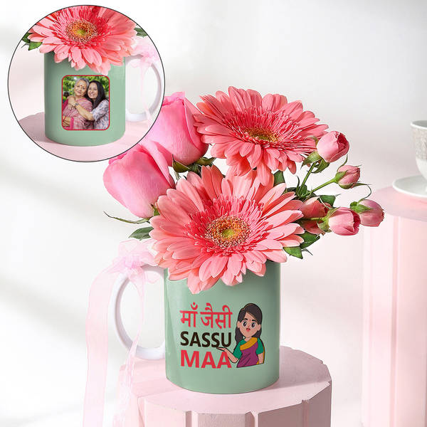 Personalized Maa Jaisi Saasu Maa Mug Arrangement