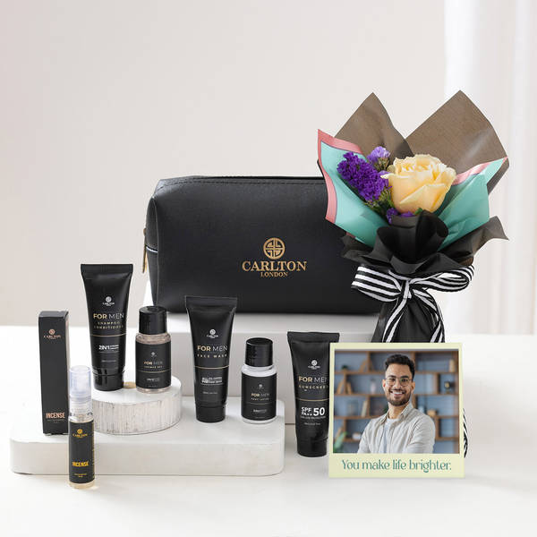 Personalized Men's Personal Care Kit And Bouquet Combo