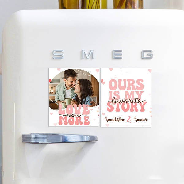 Personalized Our Love Story Couple Fridge Magnets - Set Of 2