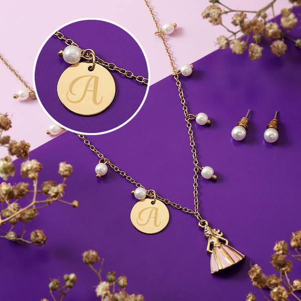 Personalized Pearl Pendant Set for Girls