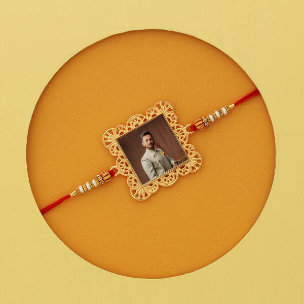 Personalized Photo Rakhi with Jali Design in Gift Box