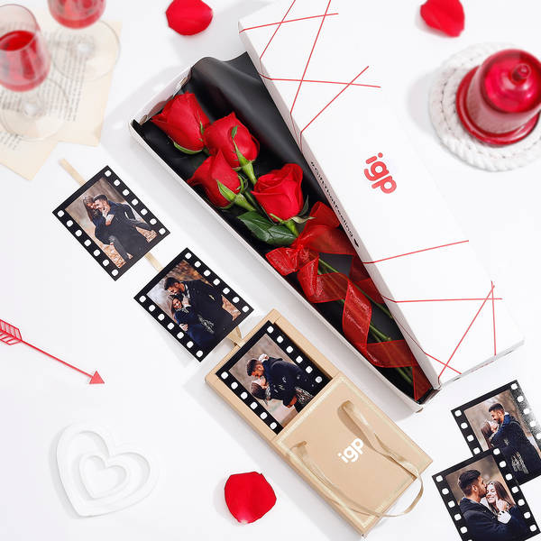 Personalized Popup Box And Roses Combo
