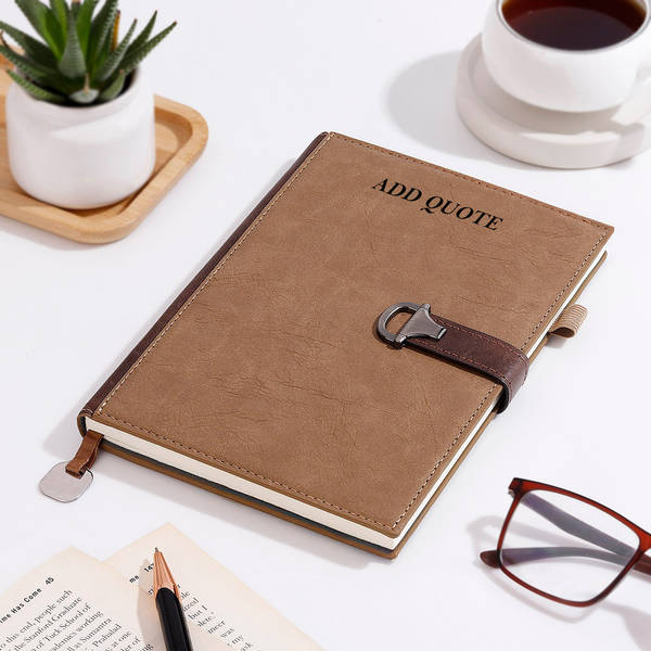 Personalized Refined Brown Faux Leather Diary With Quote