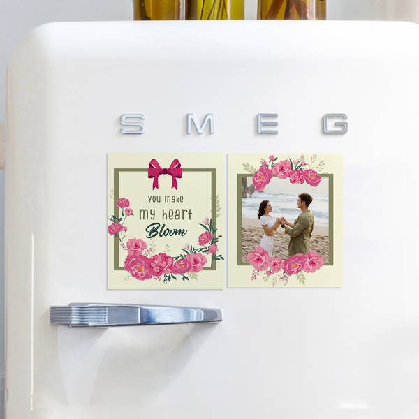 Personalized Rose Day Fridge Magnets - Set Of 2