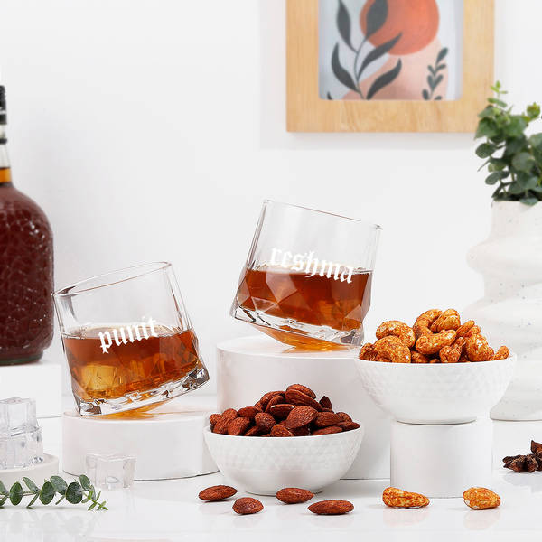 Personalized Rotating Glass - Set Of 2