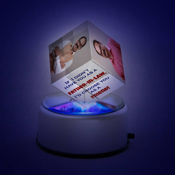 Personalized Rotating LED Cube for Father-in-law