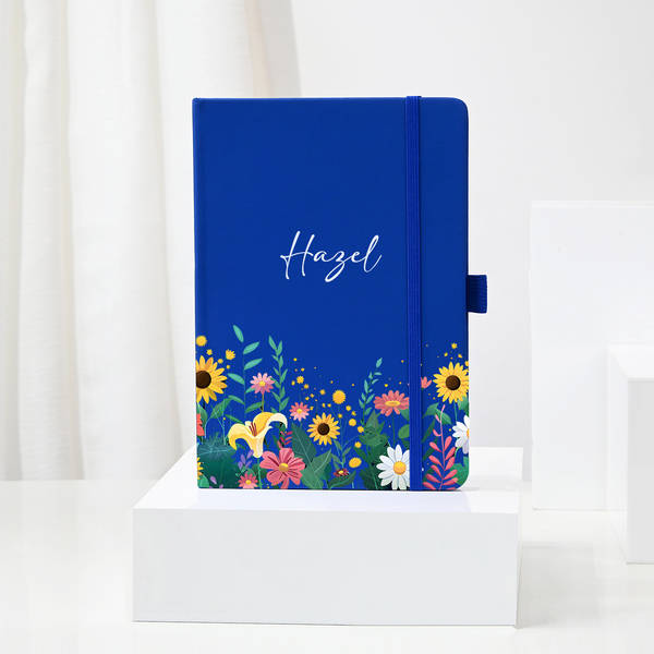 Personalized Royal Blue Floral Notebook