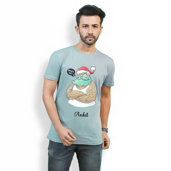 Personalized Santa T-shirt For Men - Sage Green