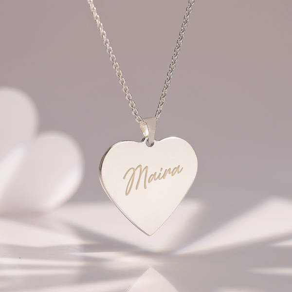 Personalized Silver Finish Heart Pendant
