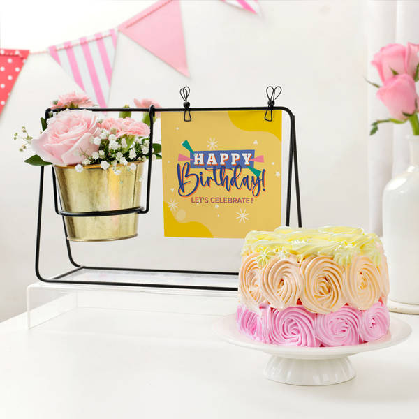 Personalized Swinging Metal Planter Birthday Combo