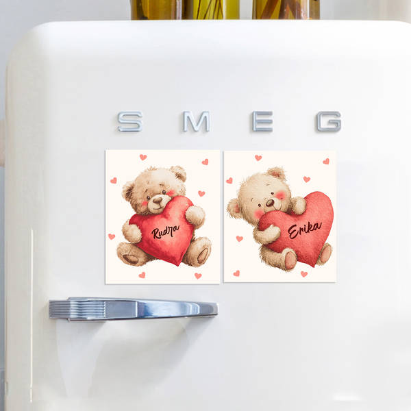 Personalized Teddy Day Fridge Magnets - Set Of 2