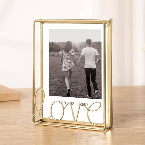 Personalized Timeless Anniversary Golden Metal Frame