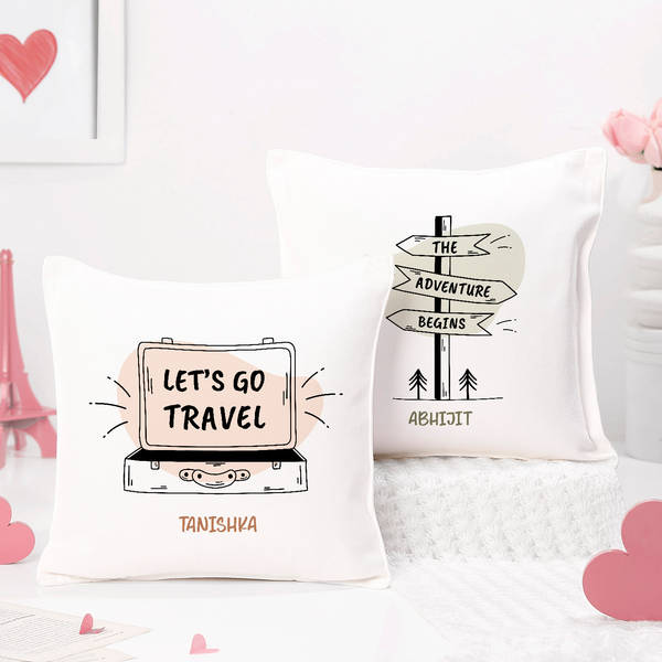 Personalized Travel Adventure Cushions - Set Of 2