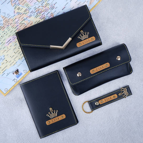 Personalized Travel Essentials Hamper For Her - Black