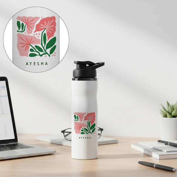 Personalized White Stainless Steel Flora Bottle