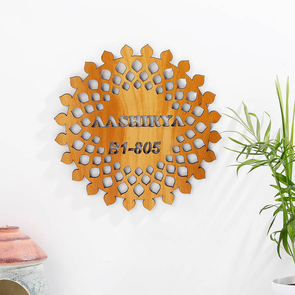 Personalized Wooden Floral Nameplate
