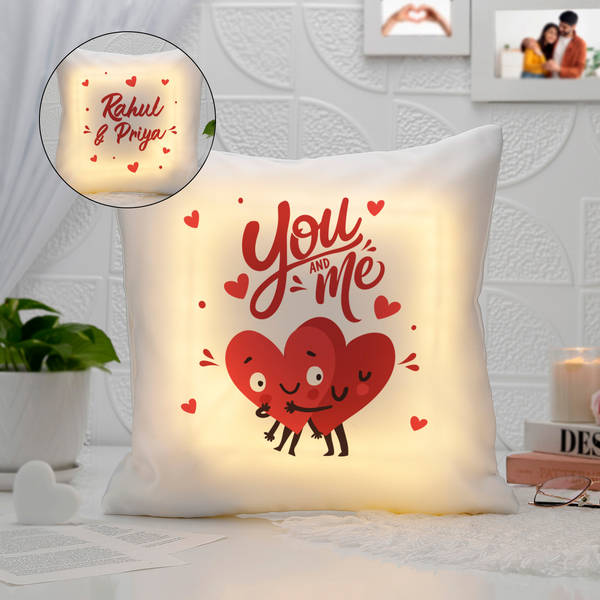 Personalized You And Me Couples LED Cushion