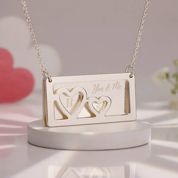Personalized You And Me Silver Finish Pendant