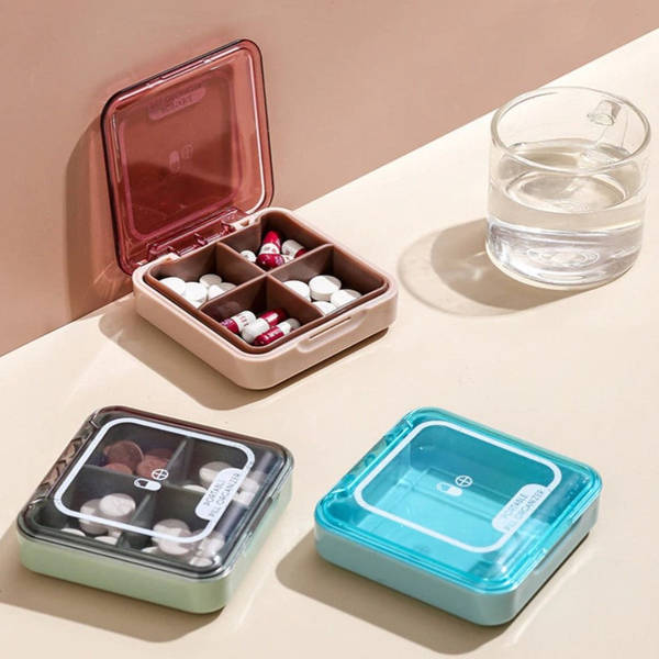 Pill Box - 4 Compartments - Assorted - Single Piece