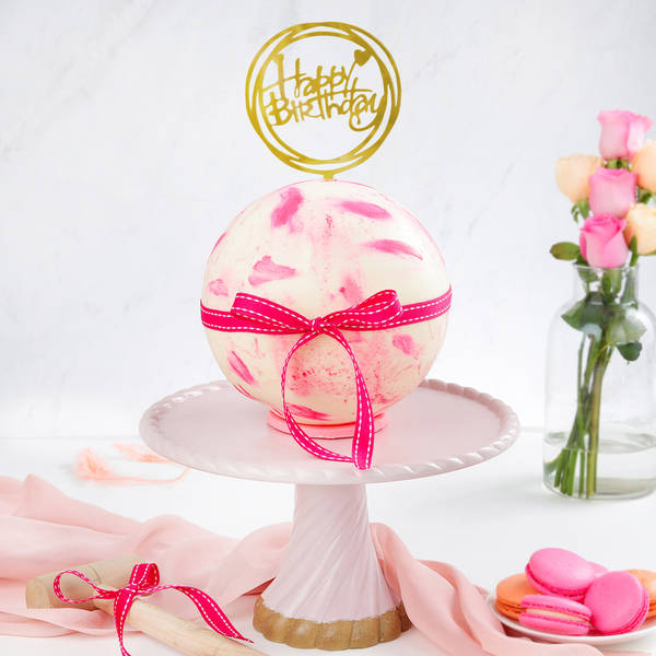 Pink Chocolate Pinata Ball Cake for Birthday (750 Grams)