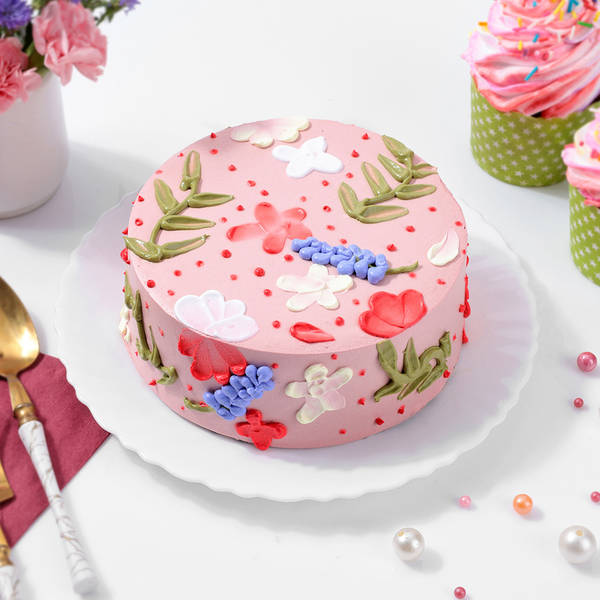 Pink Floral Delight Cake (Half kg)