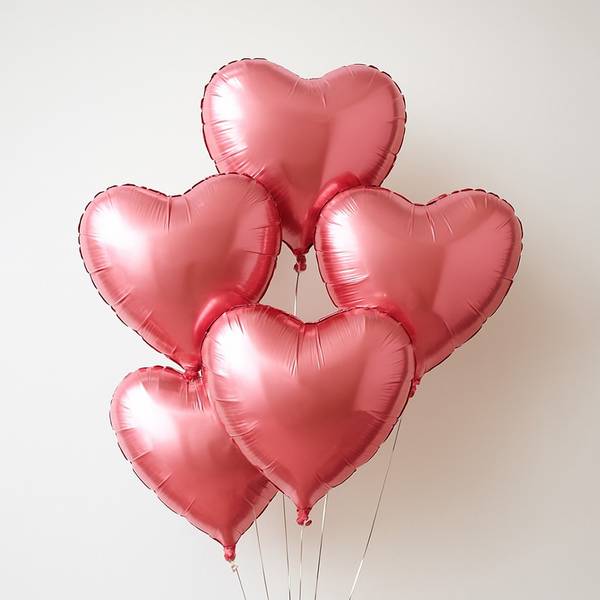 Pink Heart Foil Balloons-Set Of 5