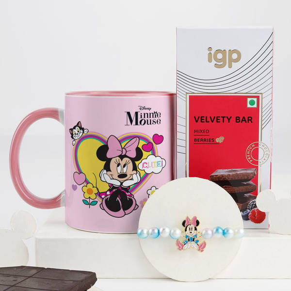 Pink Minnie Mouse Rakhi Hamper For Kids