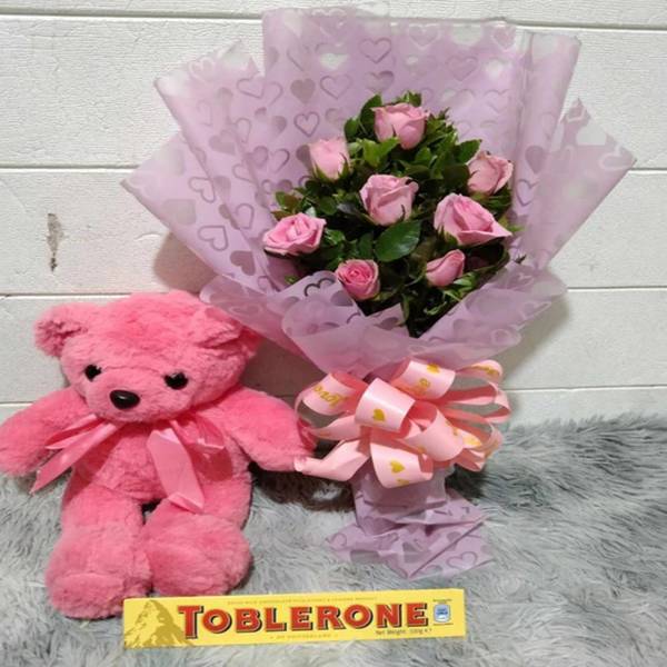 Pink Roses and Chocolate Hamper