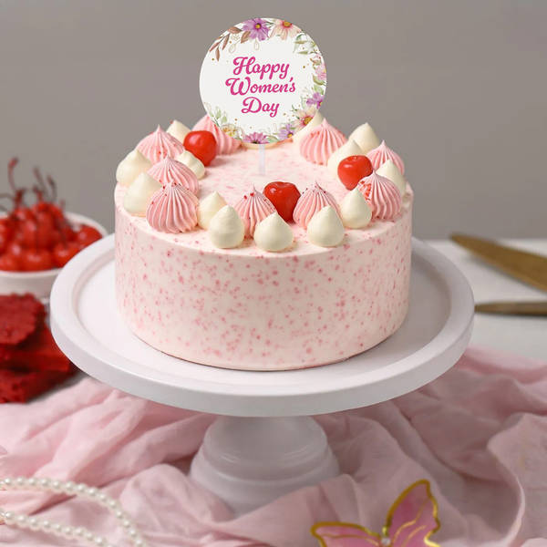 Pink Strawberry Women's Day Cake