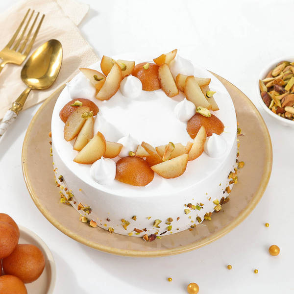 Pistachio Crunch Gulab Jamun Cake