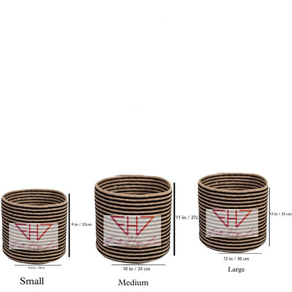 Planter - Braided Basket - Black - Jute - Single Piece