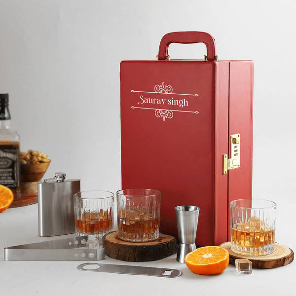 Portable Personalized Bar Set - Maroon