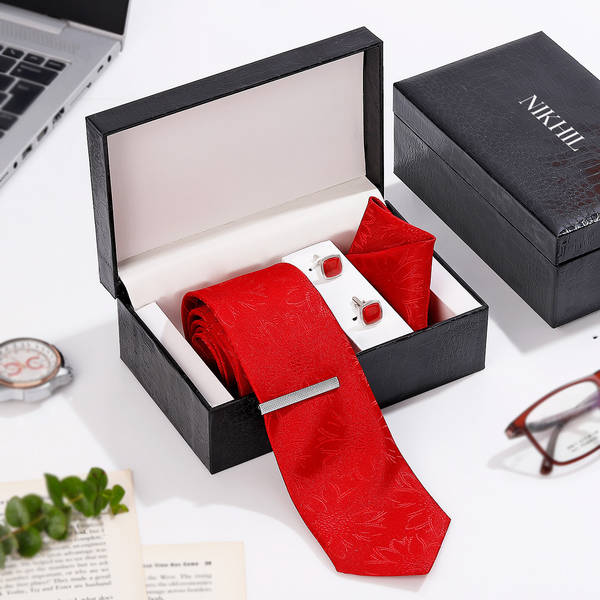 Premium Red Tie Gift Set