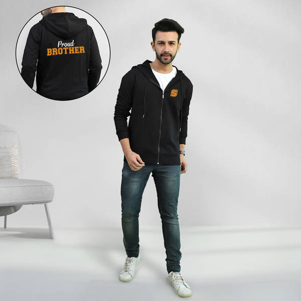 Proud Brother Personalized Hoodie - Black