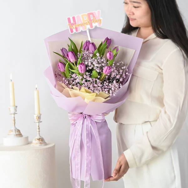 Purple Tulips Women's Day Bouquet