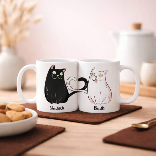 Purrfect Match Personalized Couple Mugs For Valentine's Day