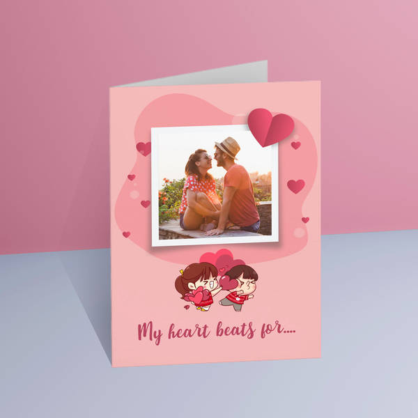 Quirky Heart Beats Personalized A5 Love Card