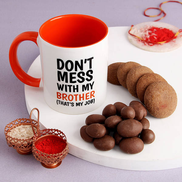 Quirky Mug For Bhai Dooj With Chocolates