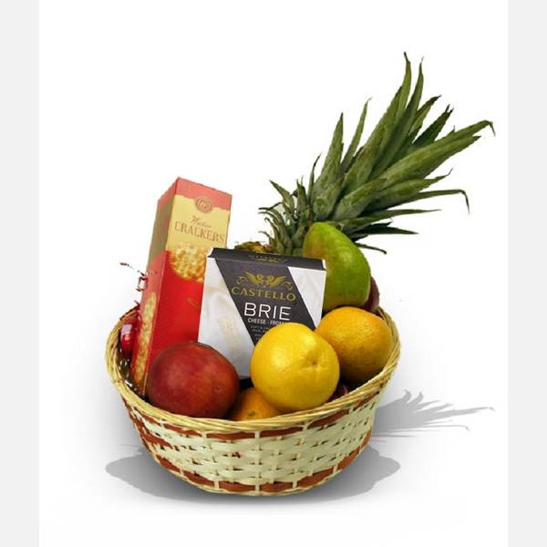 Radiant Christmas Fruit And Gourmet Cheese Gift Basket