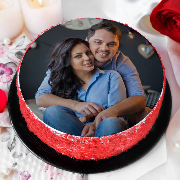 Red Velvet Photo Cake for Couple