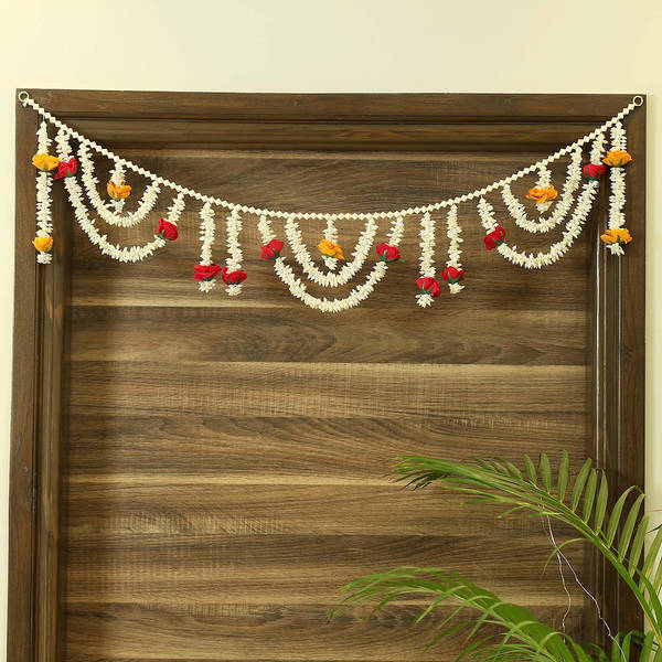 Red & White Artificial Jasmine Flower Design Toran