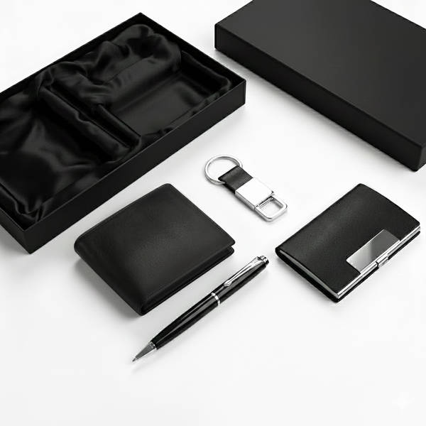 Refined Faux Leather Wallet Gift Set For Him