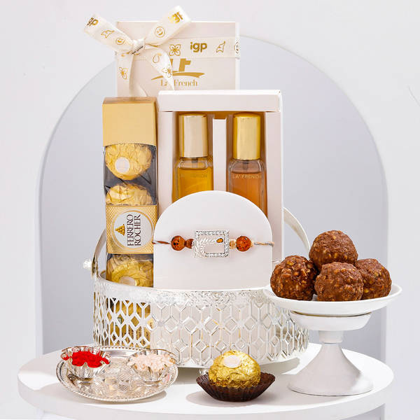 Regal Silver Basket Rakhi Hamper