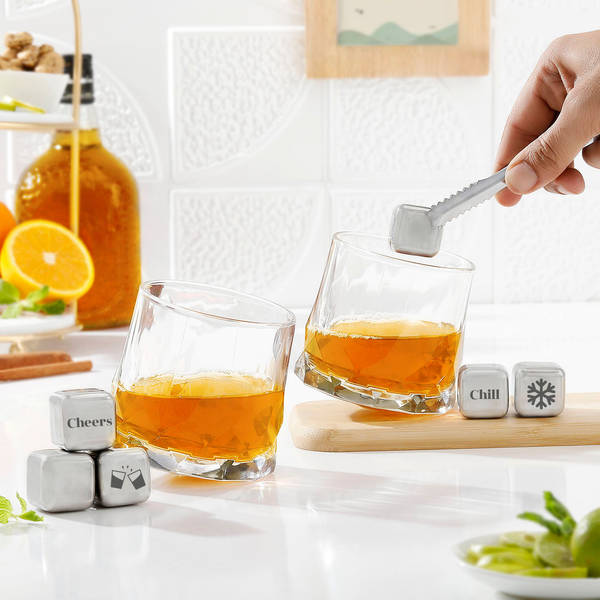 Reusable Ice Cubes And Whiskey Glasses Combo